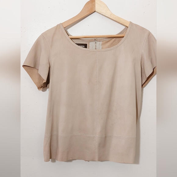 Danier Beige Leather Tshirt/Top - Picture 3 of 7